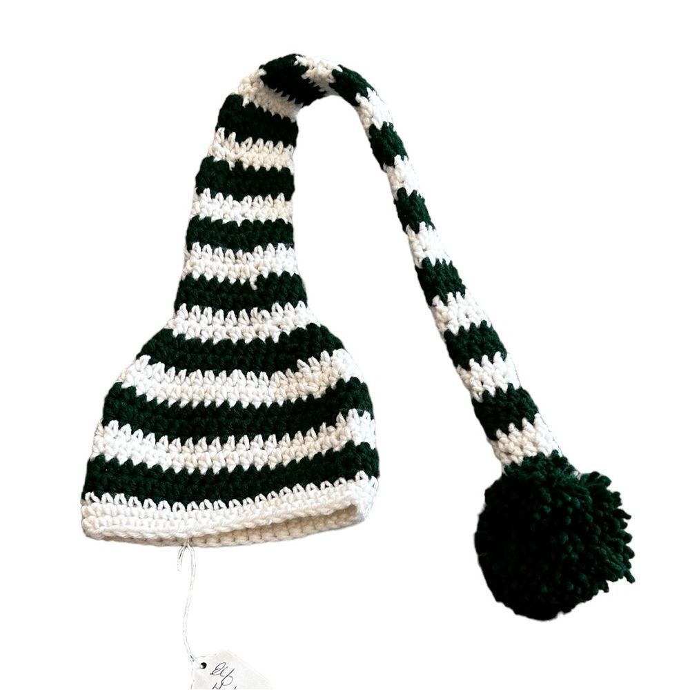 Handmade newborn baby elf long tail knit hat